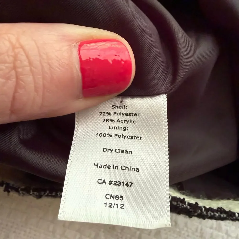 Size 16 Talbots Black and Cream Striped Jacket with 3/4 Sleeves